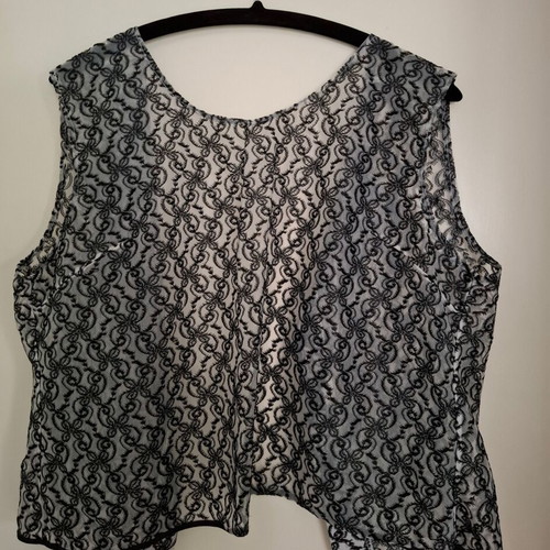 Sleeveless vest Medium with transparency and embroidered flowers like new