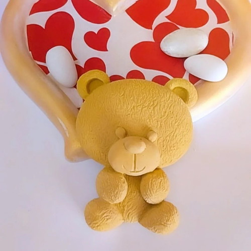Handmade bomboniera with ceramic pink bear magnet new