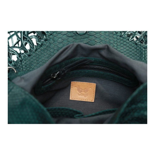 Wings shoulder bag green python leather with fringes used