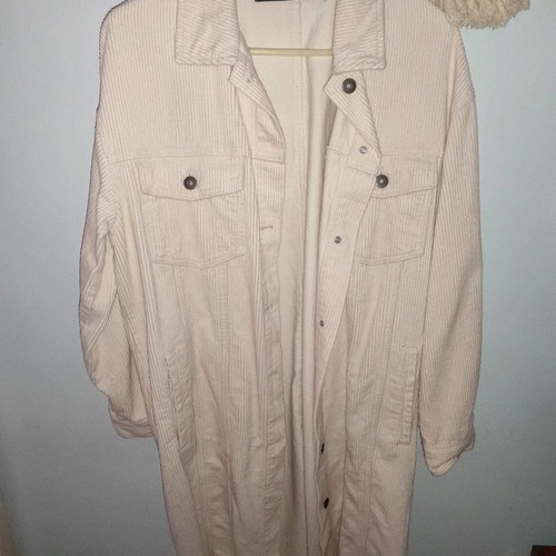 Outerwear used thin corduroy long ecru