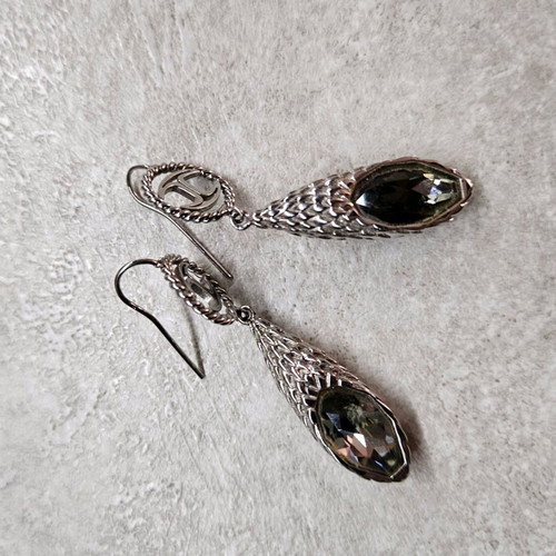 Just Cavalli hanging women's earrings with crystal like new, silver