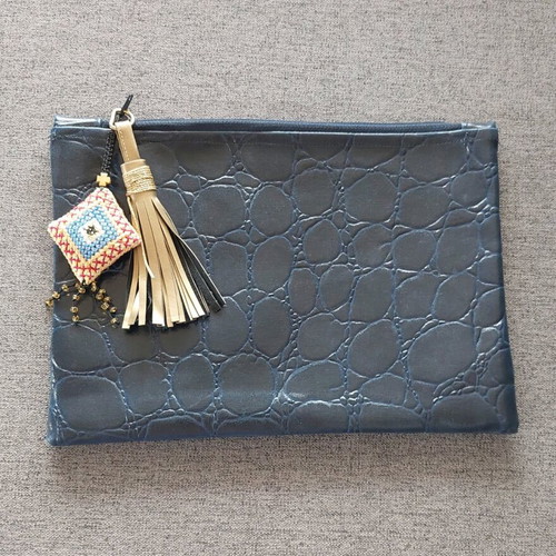 Handmade blue clutch bag from leatherette new