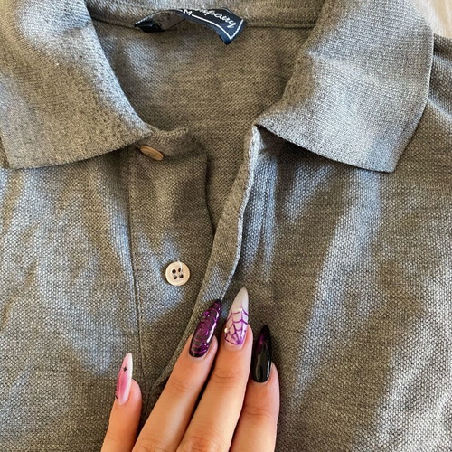 Long-sleeve gray blouse used, good condition