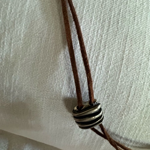 Leather handmade necklace with silver elements