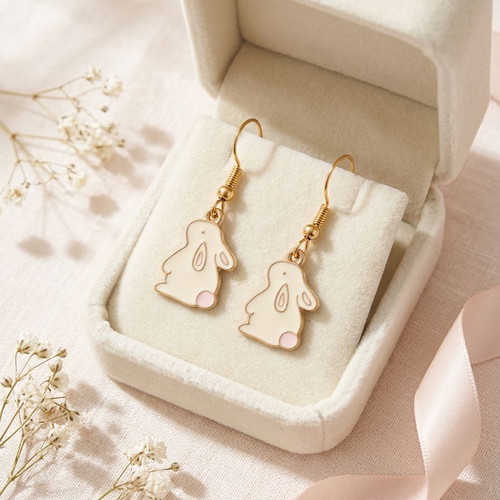Sweet Bunny Drops handmade enamel earrings