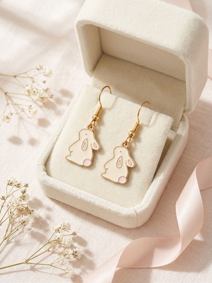Sweet Bunny Drops handmade enamel earrings