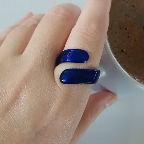 Blue translucent plastic ring like new