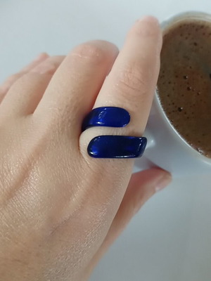 Blue translucent plastic ring like new