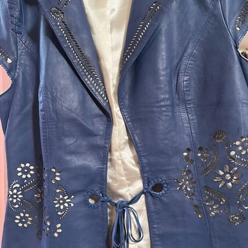 Leather bolero and vest with embroidery like new, set of two