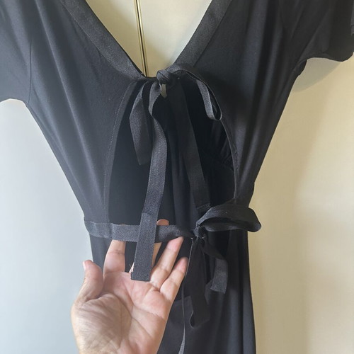 Diva by D Black Open Back Midi Dress like new, tie back jersey