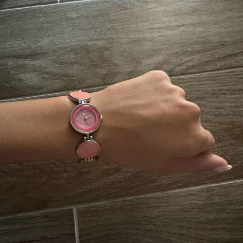 Wristwatch used, pink, needs battery