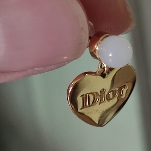 Christian Dior tribal gold heart drop earrings like new