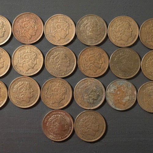 100 Drachma coins used, set of 22 with Alexander the Great