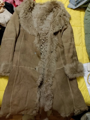 Mouton coat used beige size M