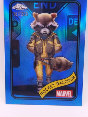 Topps Chrome Marvel Rocket Raccoon Blue Refractor card like new