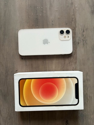 iPhone 12 mini 64GB used, white with screen crack