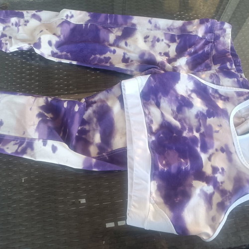 Body Move sports set 3 pieces like new, size 10-12 years, purple tie-dye
