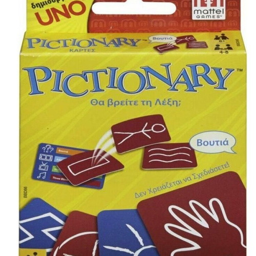 Pictionary pocket used, missing instructions, with metal tin