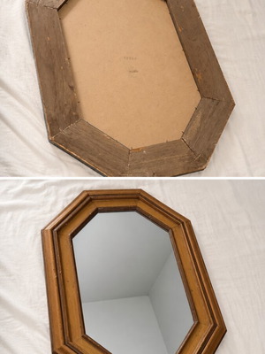 Wooden Octagonal Wall Mirror 64 × 46 cm used, vintage style