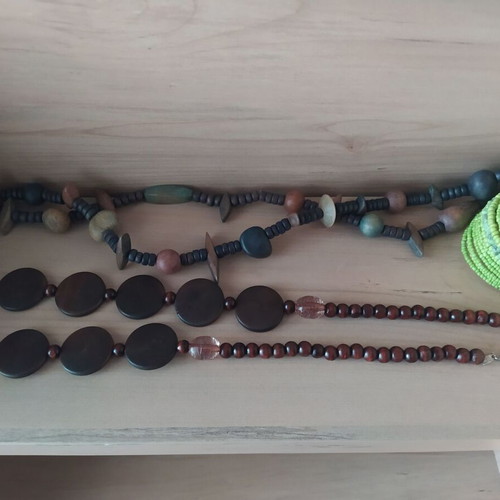 Wooden necklaces and bracelet pack used with green beads