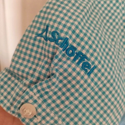 Schoeffel lightweight women's shirt plaid pattern sizes L/XL like new