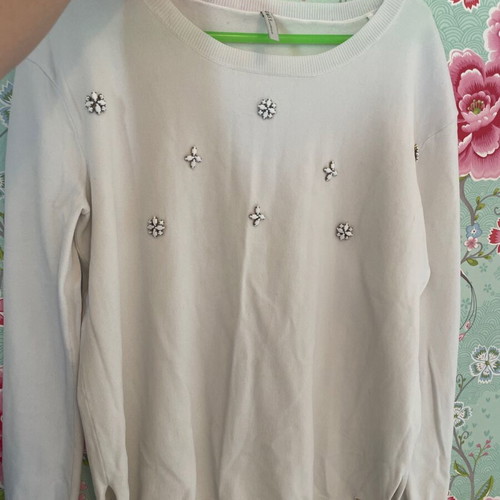 Guess white knitted blouse with long sleeves, like new, XSmall