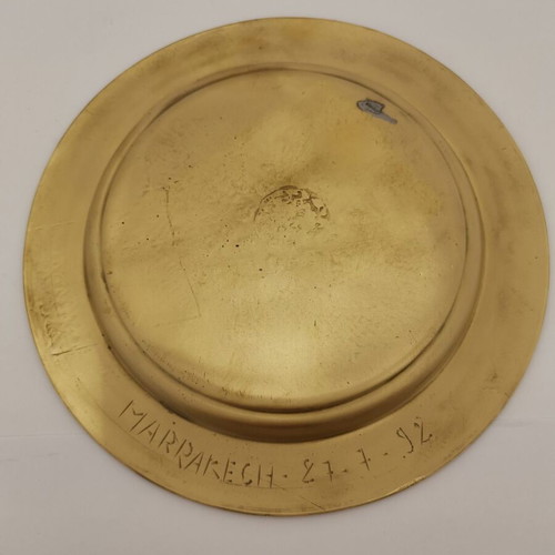 Marrakech 27-7-92 brass plate used, engraved collectible
