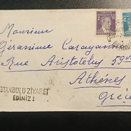1933 Istanbul stamp on used envelope