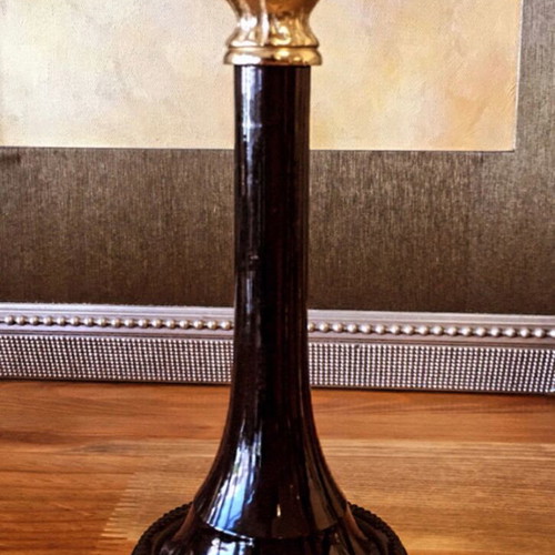 High Aesthetic Black/Gold Candlestick 20cm New