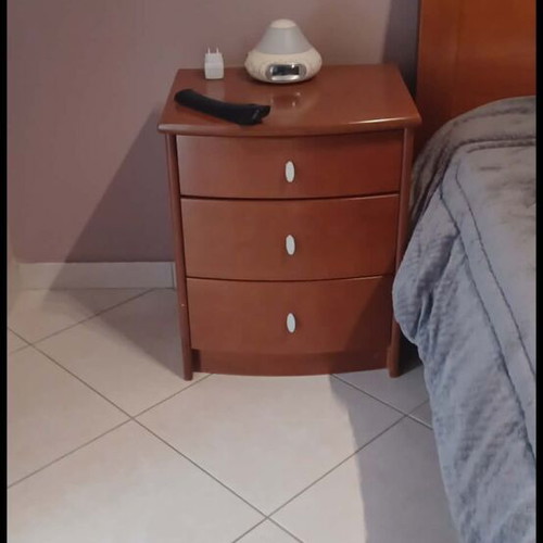 Double bed set used with 2 nightstands, drawers and mirror
