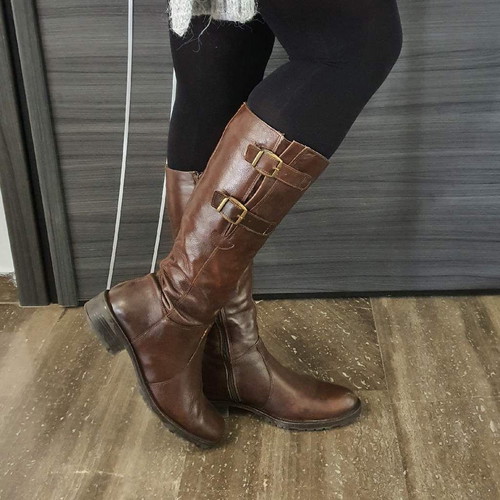 Leather boots brown used, size 39, made in Germany