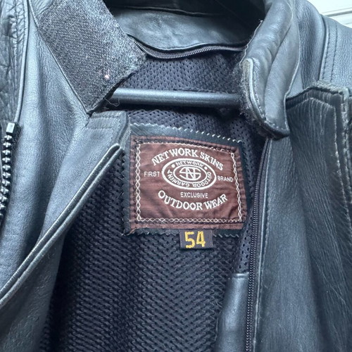 Network Skins leather motorcycle jacket and pants new, size 54
