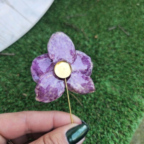 Handmade brooch pin with natural orchid flower new