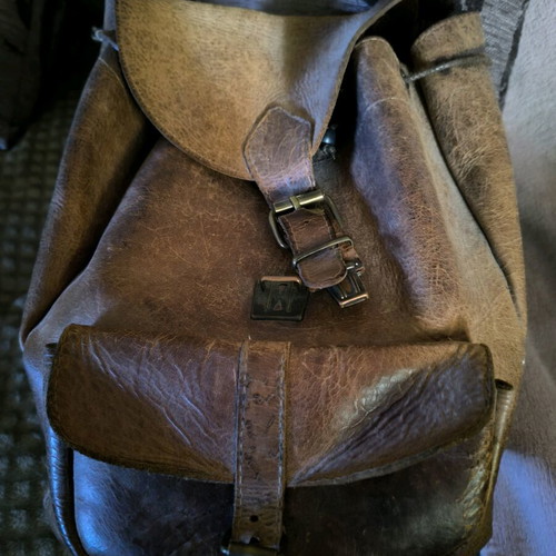 Leather shoulder bag large used brown