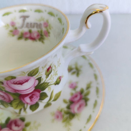 Royal Albert June Roses Coffee Cup and Saucer Fine Bone China New