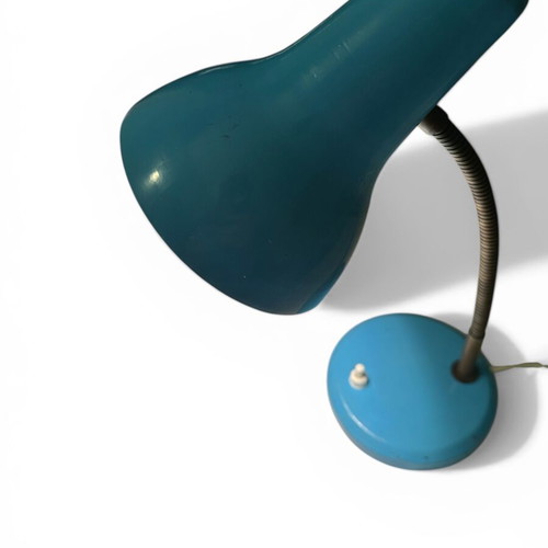 Vintage desk lamp 1960s used, turquoise with adjustable neck