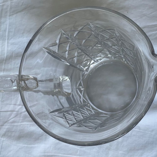 Crystal pitcher and small Saint Louis Art Deco vase used