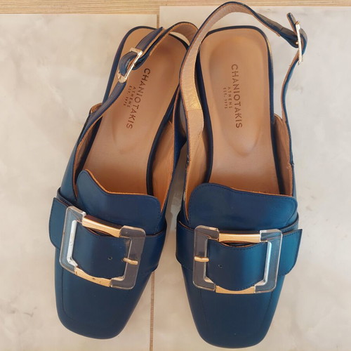 Chaniotakis leather ballerinas blue, like new