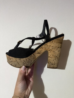 Women's high platform sandals with cork like new, size 37, black