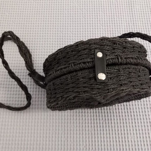 Pull & Bear round black straw bag