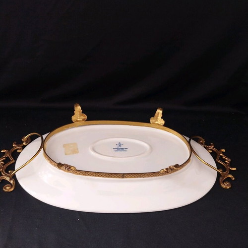 Vintage Furstenberg Germany serving platter with metal base