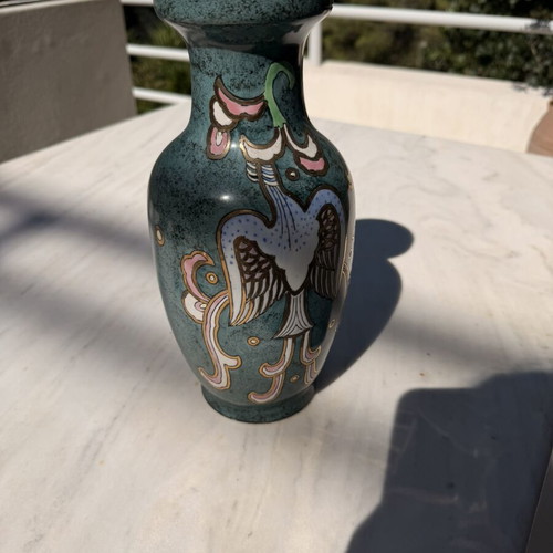 Vintage Chinese porcelain vase with phoenix and peonies, like new