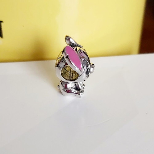 Silver 925 Stitch charm new, handmade, pink and silver