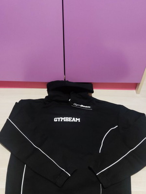 Γυναικείο φούτερ Gym Beam Varsity hoodie Large καινούργιο, μαύρο, βαμβάκι premium