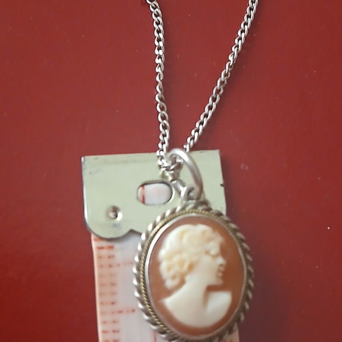 Small cameo in 925 silver with silver chain, like new