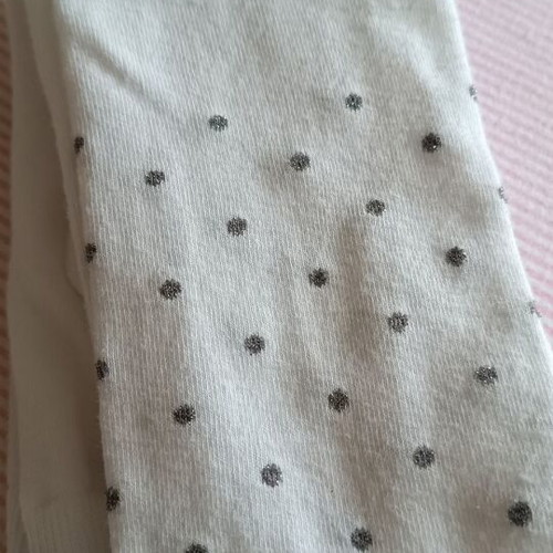 Children's cotton polka dot tights set of 2, new, white and gray