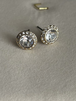 Swarovski Una Angelic stud earrings used, gold tone