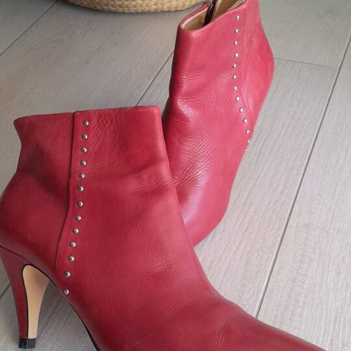 Zara leather ankle boots used, size 38, burgundy