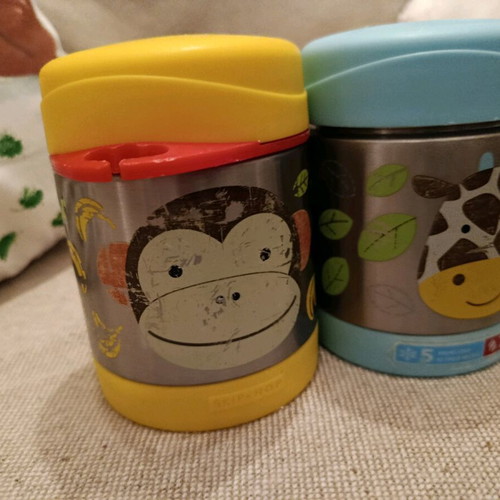 Skip Hop 330 ml thermos used, set of 2 with animal designs