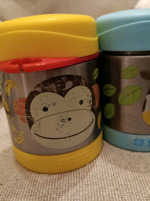 Skip Hop 330 ml thermos used, set of 2 with animal designs
